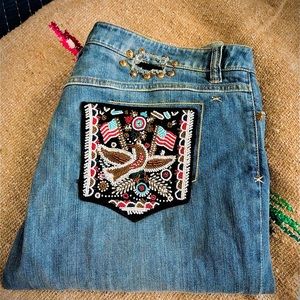 DoubleDRanch Jeans 34 Beaded/Velvet Denim